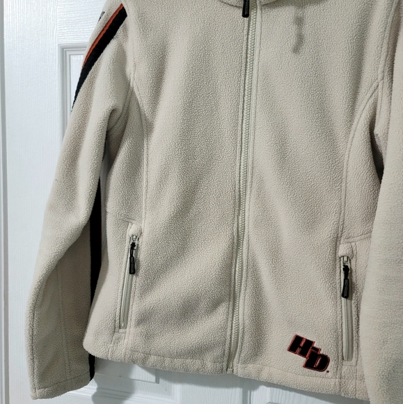 Vintage Harley Davidson Unisex Full-Zip Fleece Jacket with Writing Logo Size M - Picture 6 of 16